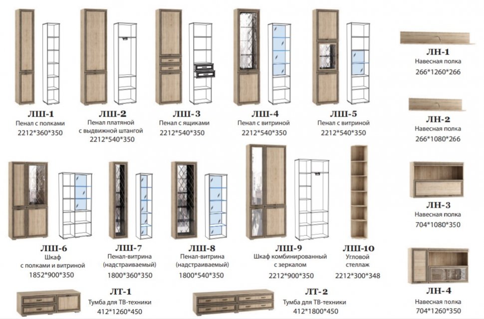 Полка навесная ЛН-4 Ливорно DOMANI (Дуб Сонома)