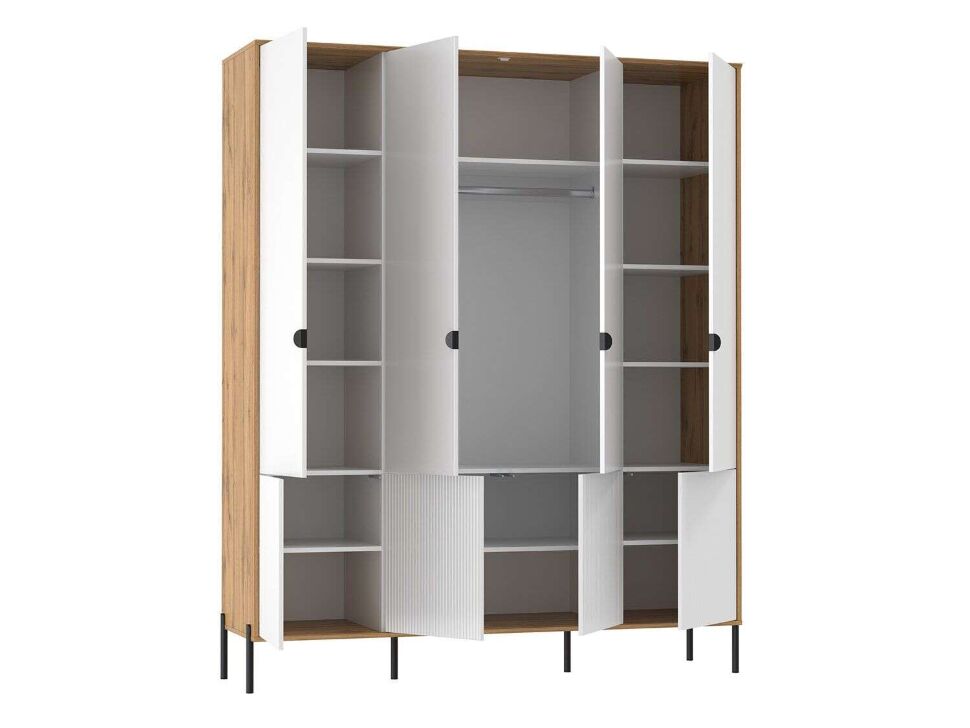 Шкаф для одежды 72.01 Кензо Дуб Вотан / Белый глянец снег