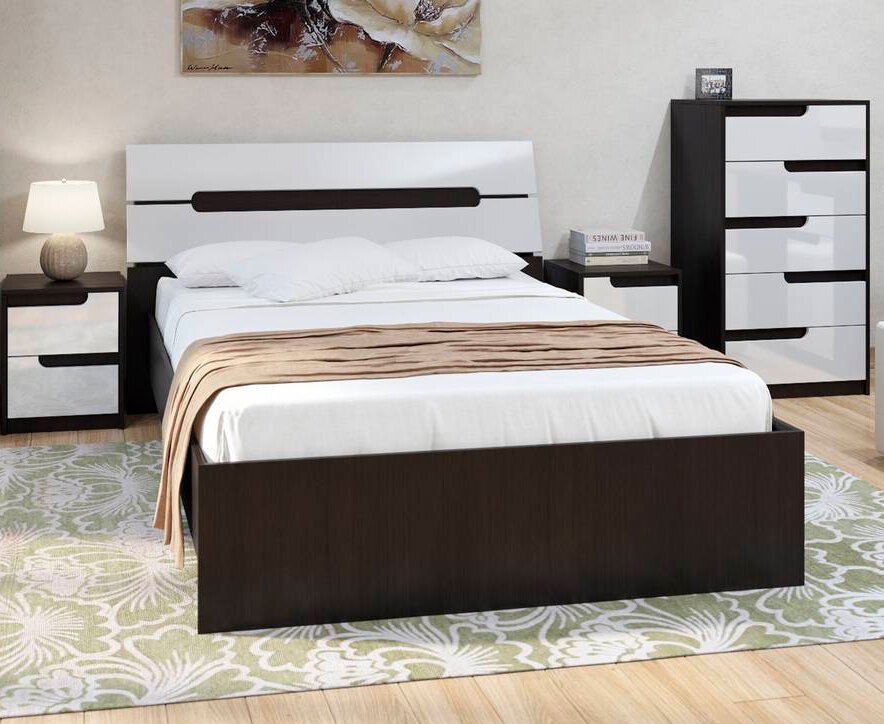 Кровать 140х200 с основанием Гавана ТЭКС (Акрил Белый)