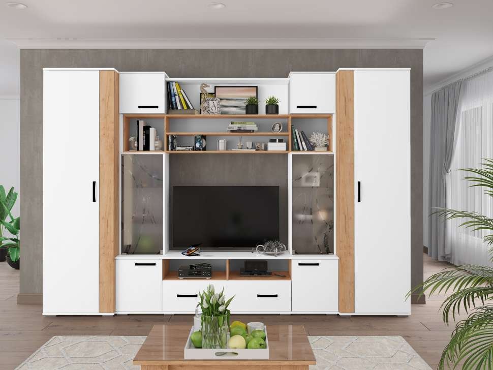 Шкаф для белья Оскар-18 (ТЭКС) Белый / Дуб Крафт