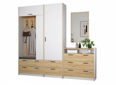 Прихожая Оттавия 1 Белый/Дуб золотой