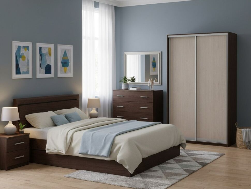 Шкаф купе Модерн 1190х450 2-х дверный 2-х секционный глухой венге/ясень