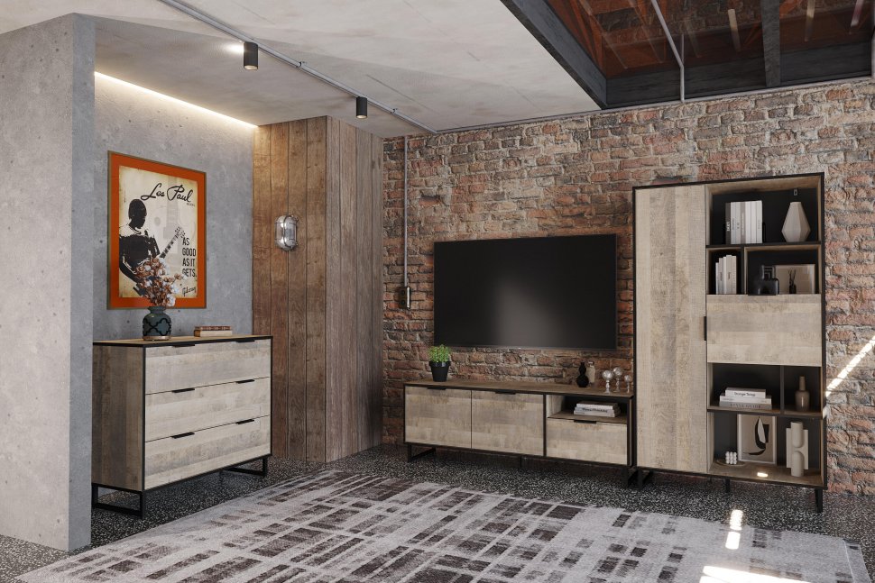 НМ 014.25 Комод Фолк Дуб Гранж песочный