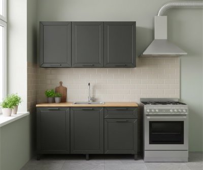 Кухня Мадрид 1500 диамант серый