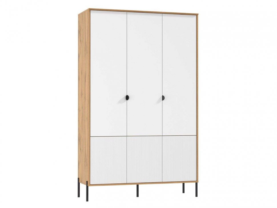 Шкаф для одежды 72.02 Кензо Дуб Вотан / Белый глянец снег