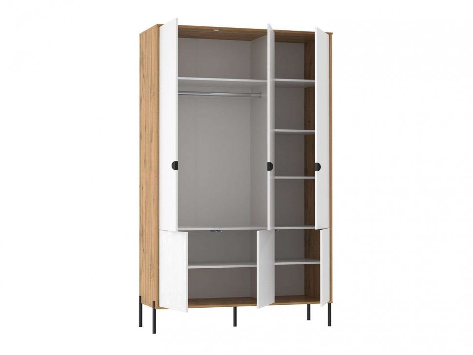 Шкаф для одежды 72.02 Кензо Дуб Вотан / Белый глянец снег