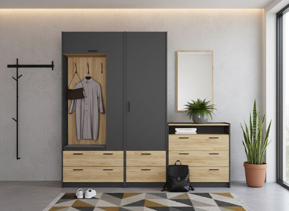 Прихожая Оттавия 1 Антрацит/Дуб золотой