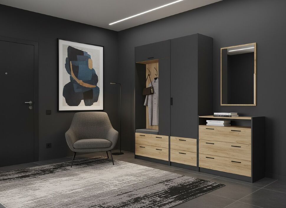 Прихожая Оттавия 1 Антрацит/Дуб золотой