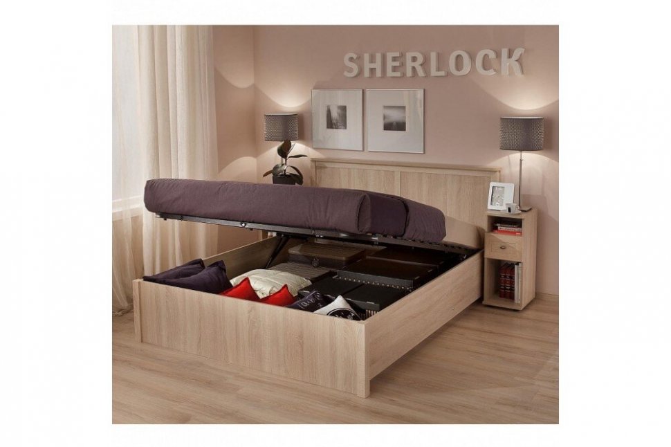 Кровать 160х200 Sherlock 42.2 с подъемным механизмом (Дуб Сонома)