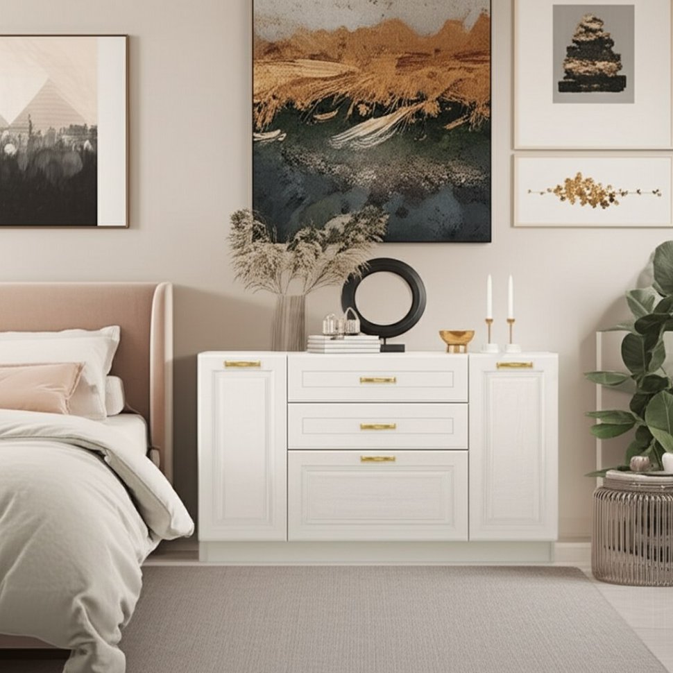 Ливерпуль Комод Белый/Ясень ваниль