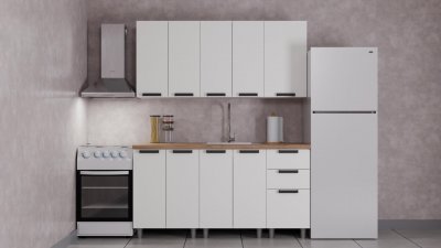 Кухня Аленушка 1,6 м Лаванда Молочный/Молочный,скоба черный,сонома