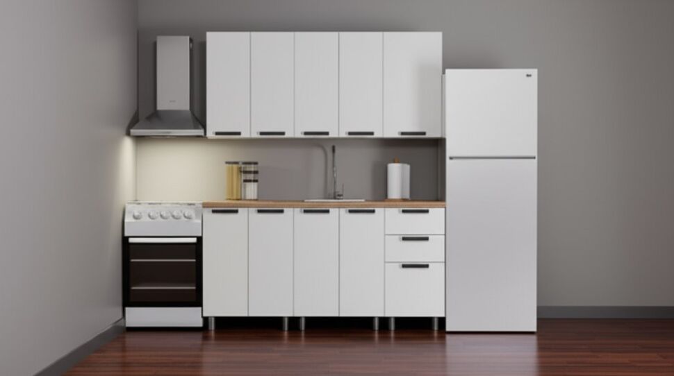 Кухня Аленушка 1,6 м Лаванда Молочный/Молочный,скоба черный,сонома