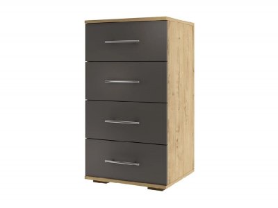 Бруно комод узкий / Дуб Вотан / Серый Графит 