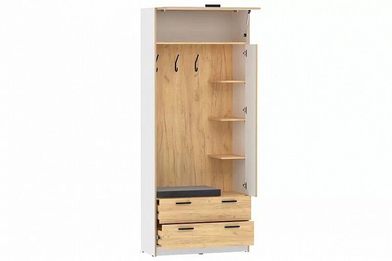 НМ 014.64 Шкаф комбинированный Оттавия Белый/Дуб золотой