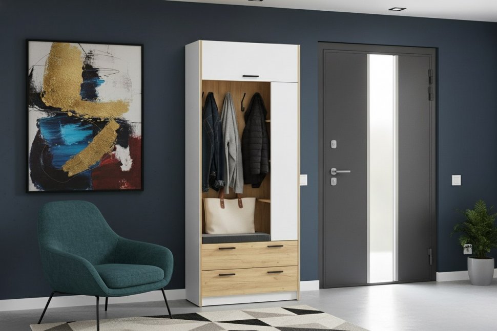 НМ 014.64 Шкаф комбинированный Оттавия Белый/Дуб золотой