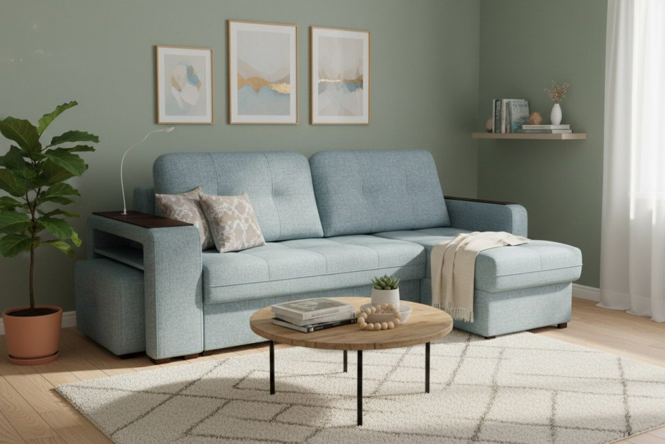 Диван угловой Smart 4 Б4-2Т-1Пф-Б3 Рогожка Sherlock 975