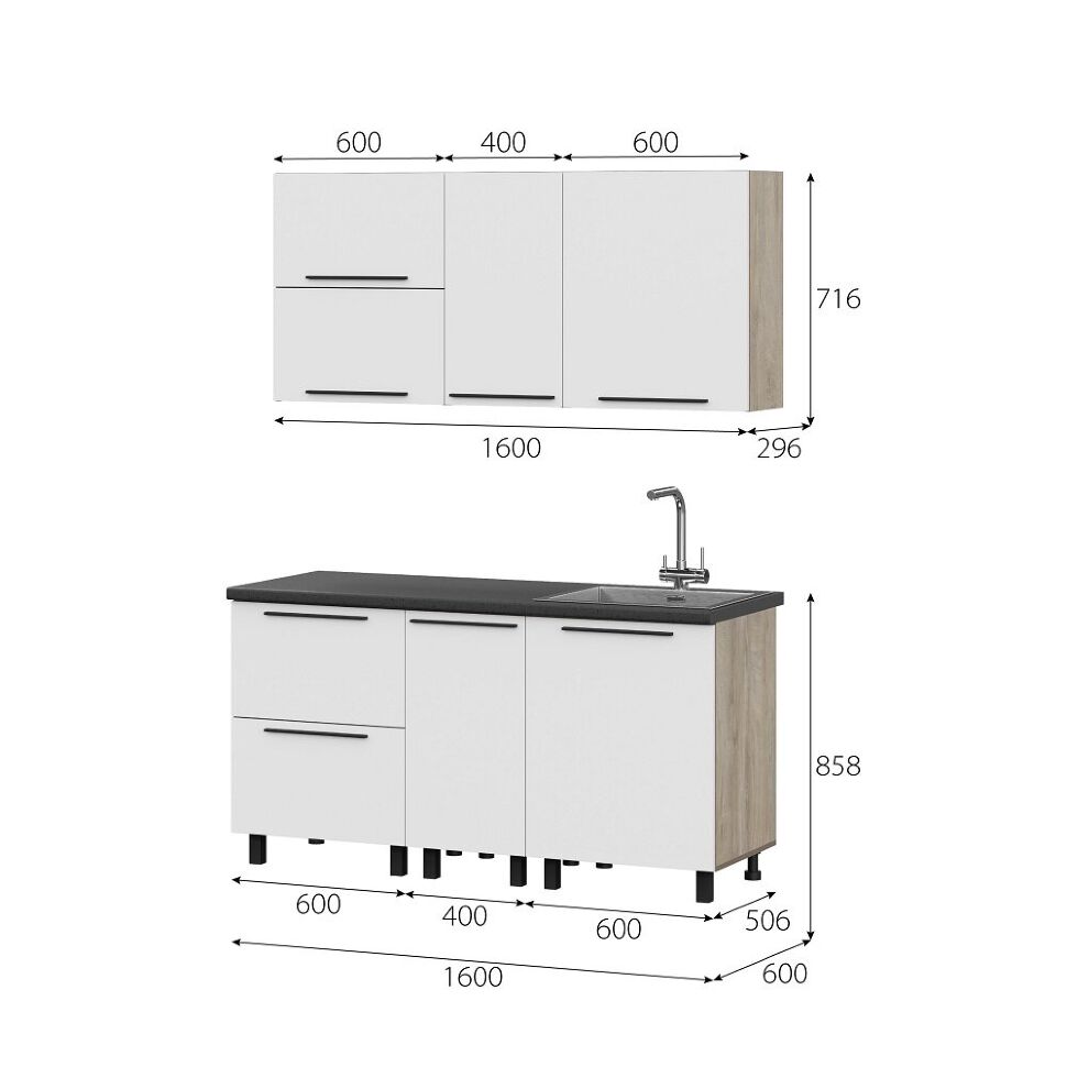 Шкаф кухонный напольный с ящиками 60 см Этна 6с2я (Софт Вайт)