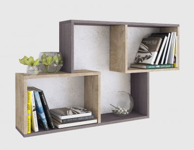 Полка навесная ПН-3 (ТЭКС) Ясень анкор темный / Дуб эндгрейн