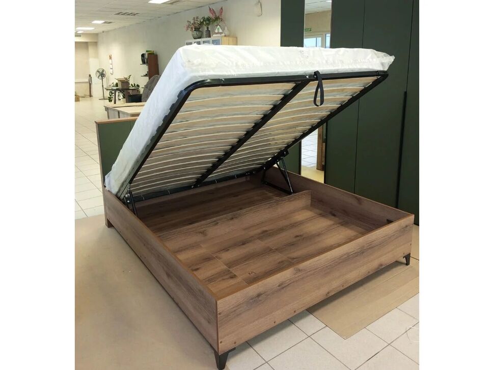 Харди кровать Дуб Делано Темный / Супермат Джелато