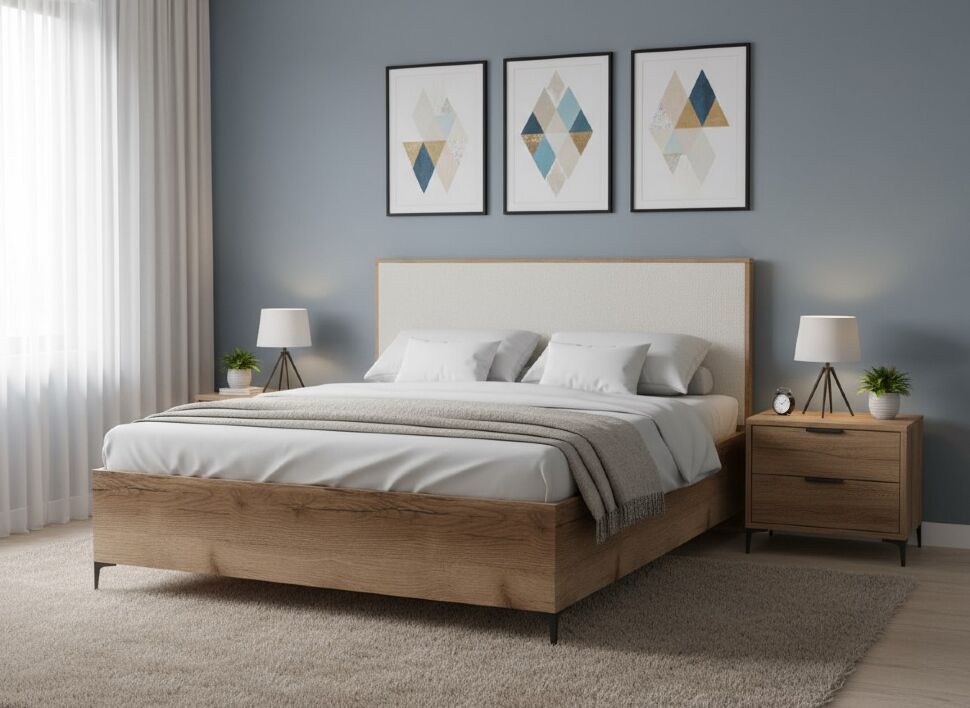 Харди кровать Дуб Делано Темный / Супермат Джелато