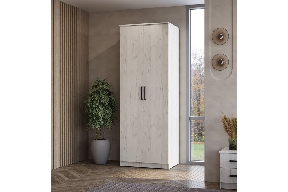 Шкаф 2-х створчатый Фиеста, Дуб крафт белый