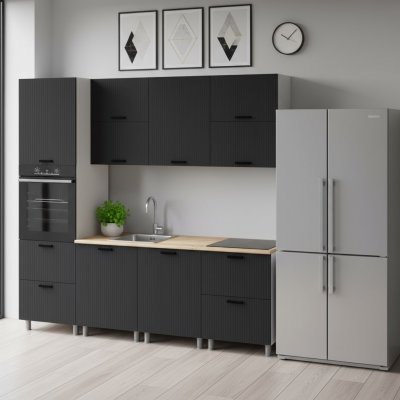 Кухня Аленушка 2,4м Лотос Сталь,скоба антрацит,сонома