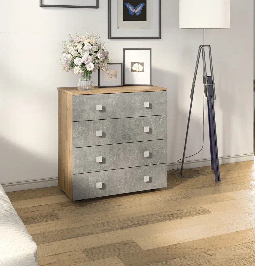 Комод Лофт-4 Дуб Крафт / Бетон ателье