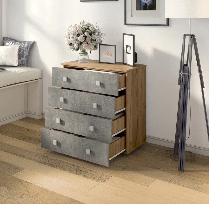 Комод Лофт-4 Дуб Крафт / Бетон ателье