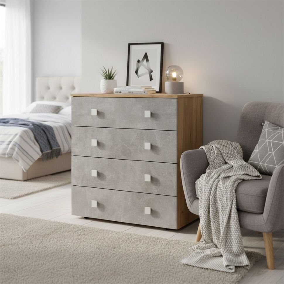 Комод Лофт-4 Дуб Крафт / Бетон ателье