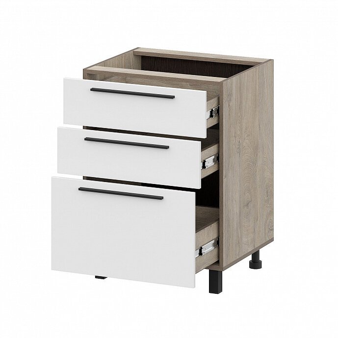 Шкаф кухонный напольный с ящиками 60 см Этна 6с3я (Софт Вайт)