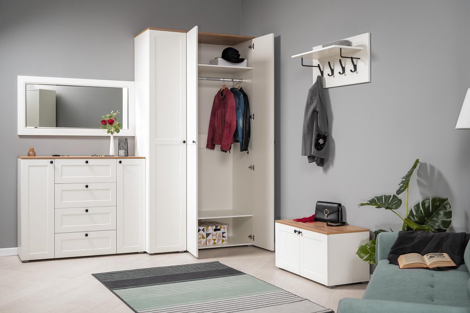 Остин Шкаф 13.224 Белый шагрень/Дуб Вотан