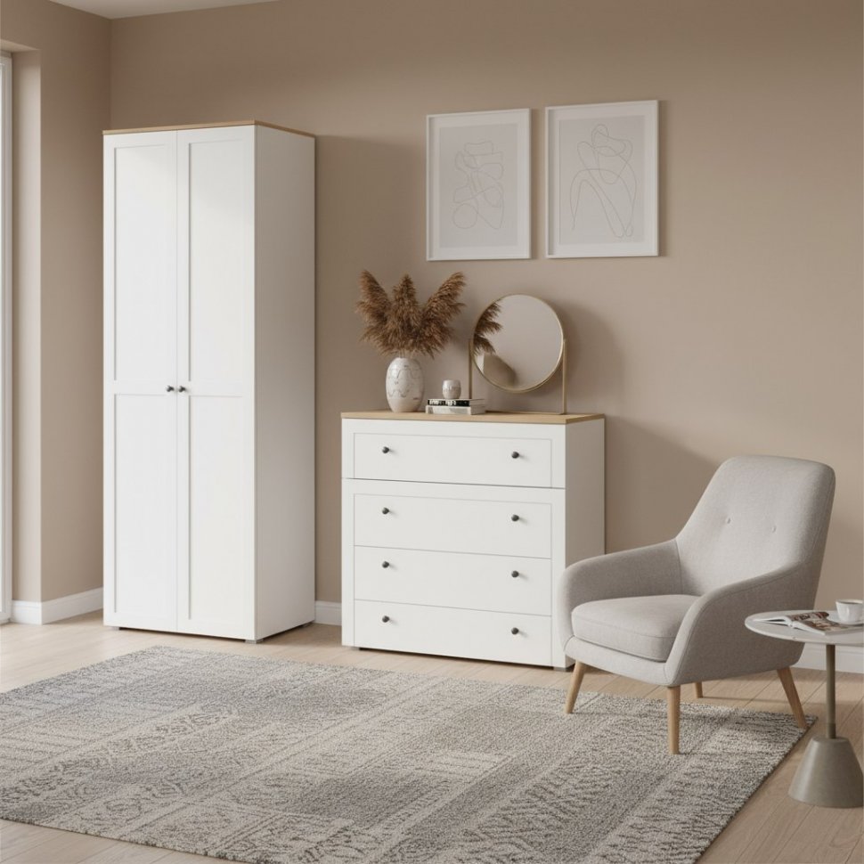 Остин Шкаф 13.224 Белый шагрень/Дуб Вотан