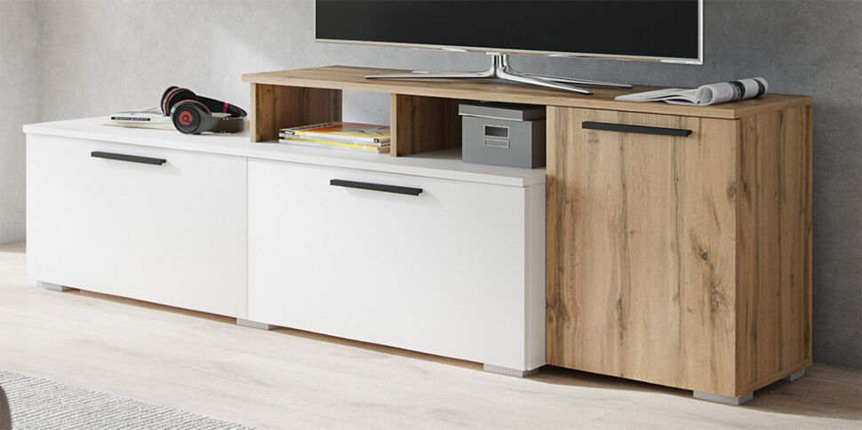 Тумба ТВ малая Альберо ТЭКС (Белый / Дуб Вотан)