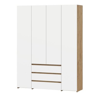 Шкаф четырехстворчатый Некст 1, Дуб золотой, Белый
