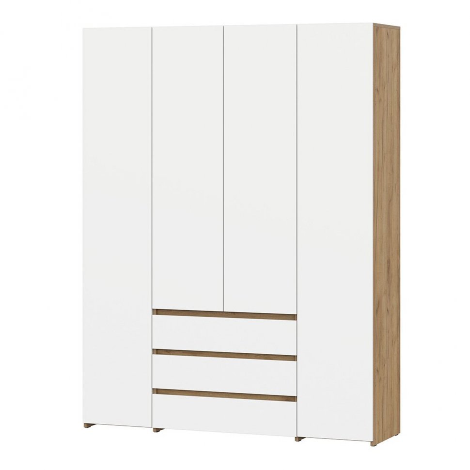 Шкаф четырехстворчатый Некст 1, Дуб золотой, Белый