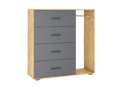 Бруно комод со штангой / Дуб Вотан / Серый Графит 