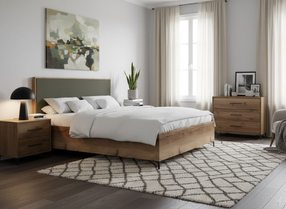 Харди кровать Дуб Делано Темный / Грин софт 