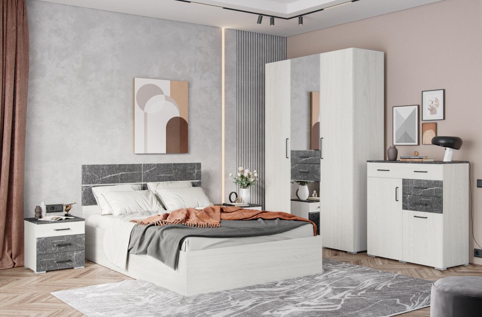 Кровать 140х200 Теана с настилом из ЛДСП (Ясень Анкор светлый) ТЭКС