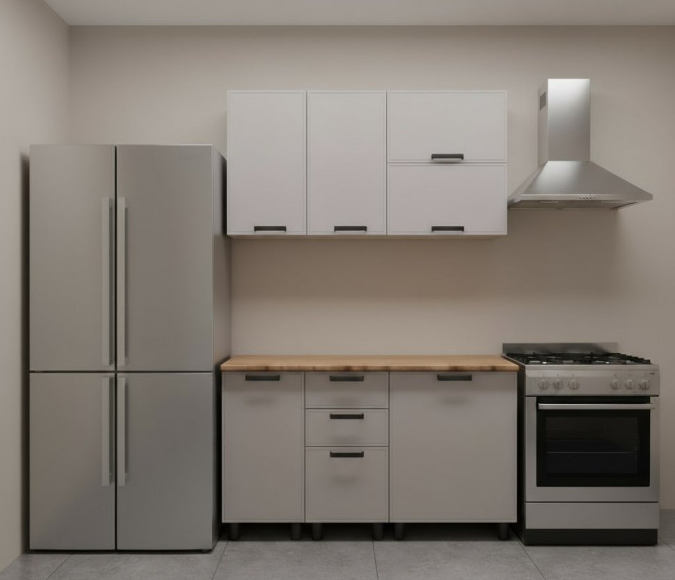 Кухня Аленушка 1,4м с ящ. Магнолия Кашемир,скоба черный,черный