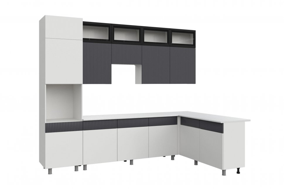 Кухня София 3м, Белый, Бланж, Графит матовый, Антарес