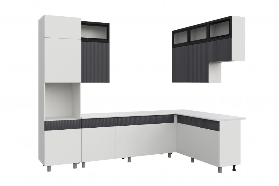 Кухня София 3м, Белый, Бланж, Графит матовый, Антарес
