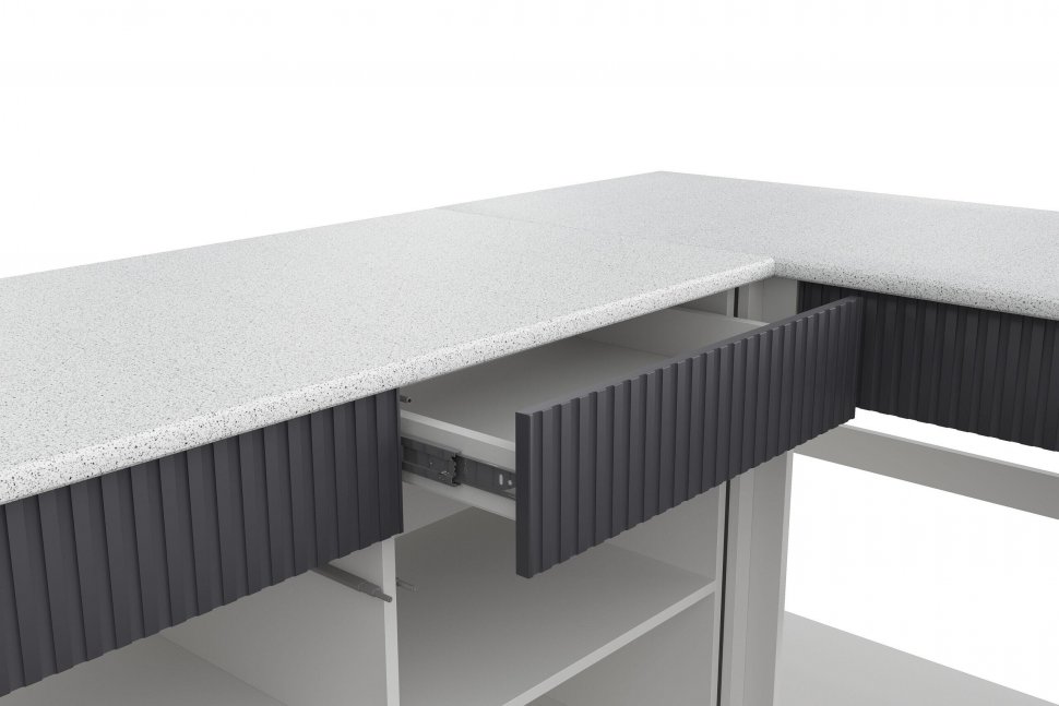 Кухня София 3м, Белый, Бланж, Графит матовый, Антарес