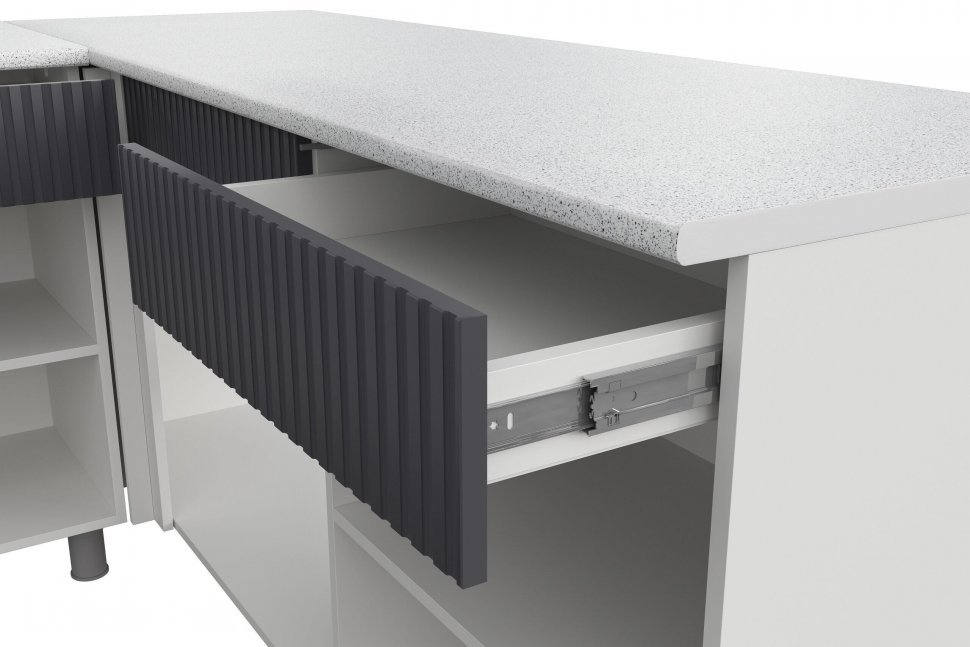 Кухня София 3м, Белый, Бланж, Графит матовый, Антарес