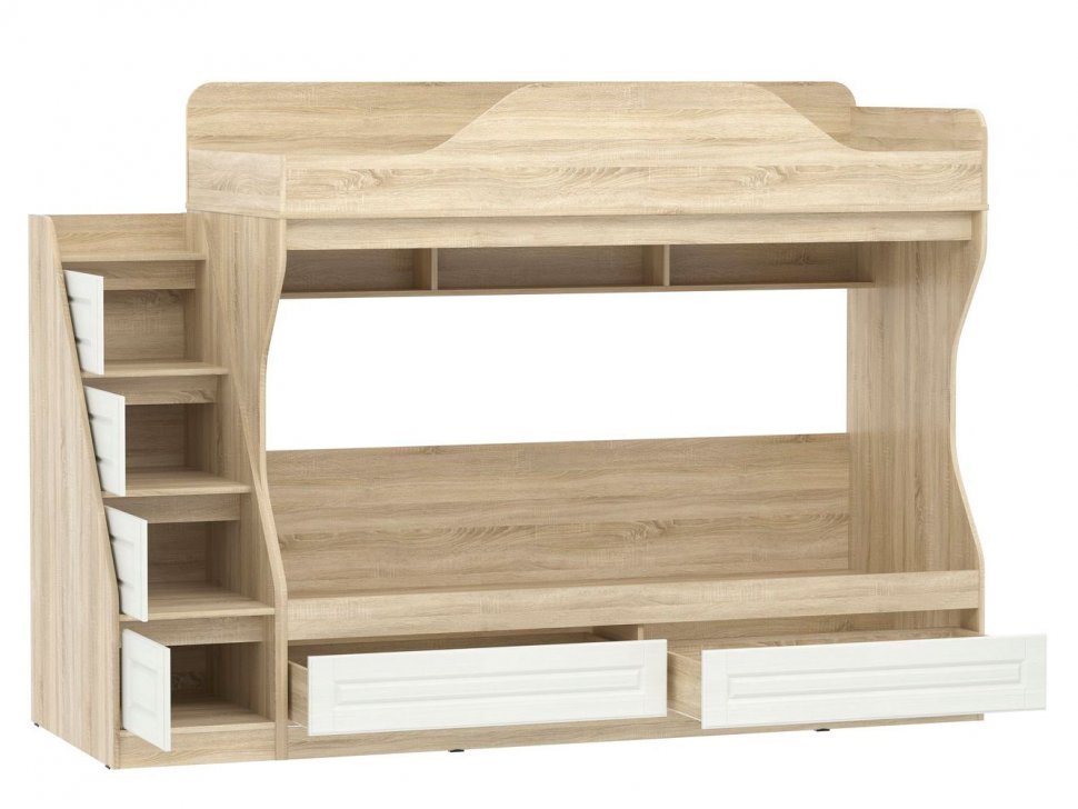 НМ 041.51 кровать 2х ярусная Оливия Дуб Сонома/белое дерево