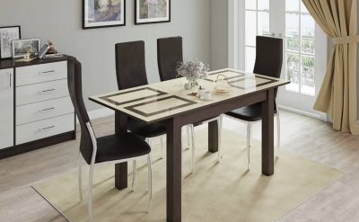 Стол обеденный раскладной Бруно 70, венге/рисунок плитка