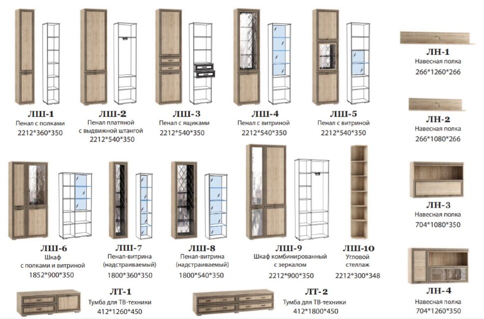 Полка навесная ЛН-1 Ливорно DOMANI (Дуб Сонома)