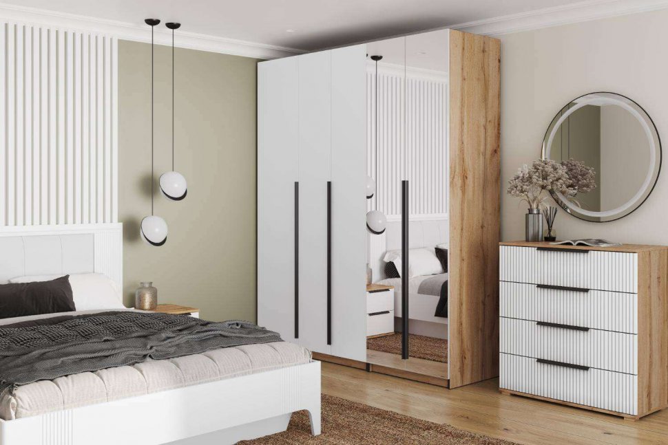 Гардеробная Квадро комплект 2.2 (2000) Дуб Вотан, Белый