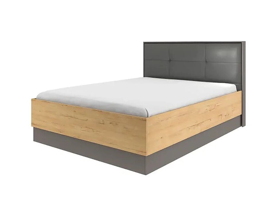 Бруно 73 Кровать с п/м 1600 Дуб Вотан / Серый графит