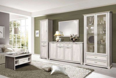 Гостиная Сохо комплектация 2 бетон белый/бетон патина