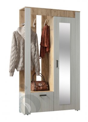 Прихожая Франк (Мебелони) Ясень белый / Крафт